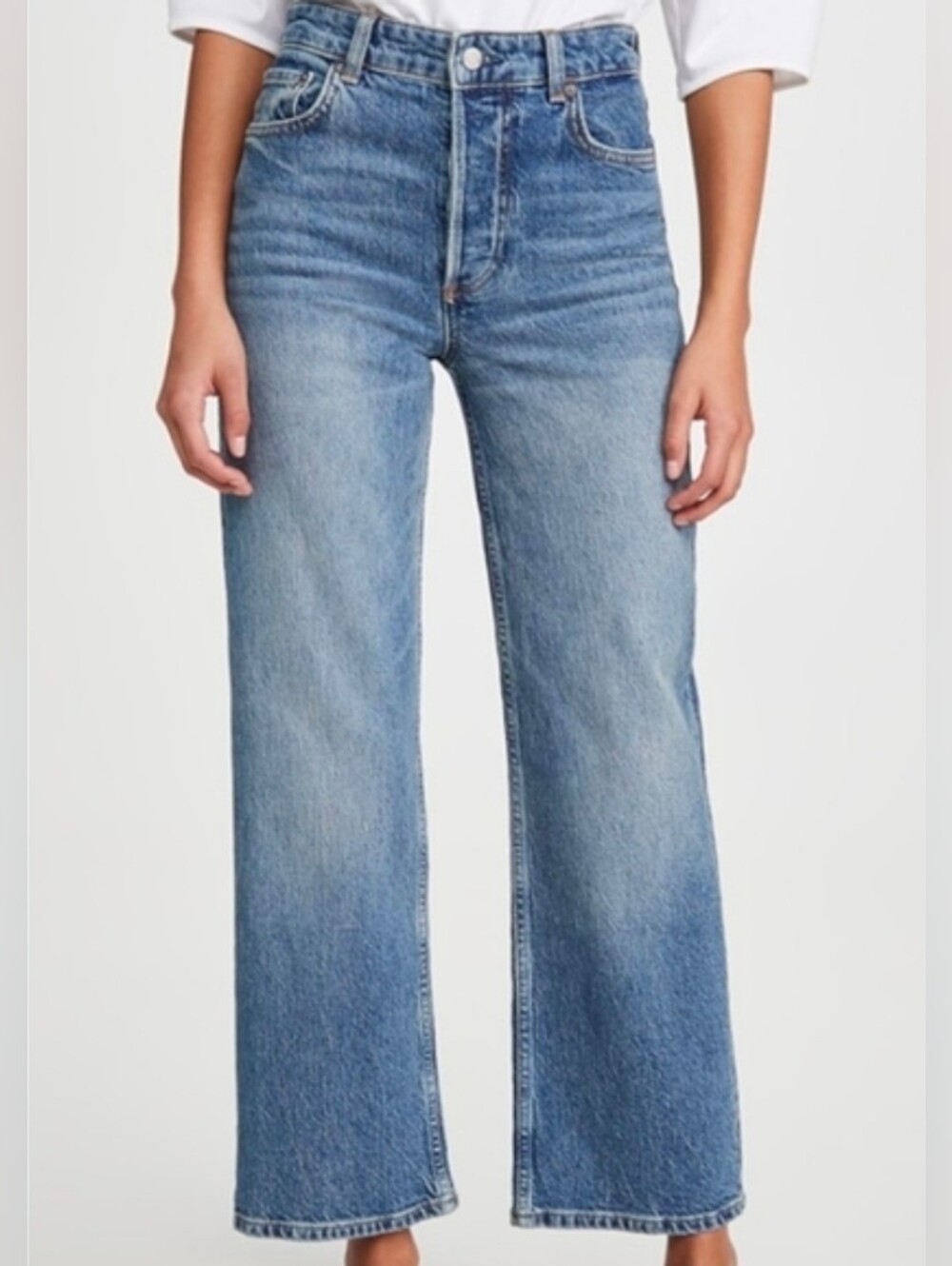 Boyish The Mikey High Rise Wide Leg Jeans in Classic Blue Sz 27